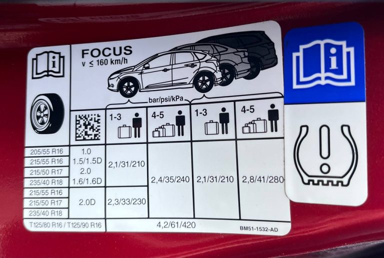 Давление в шинах Ford Focus